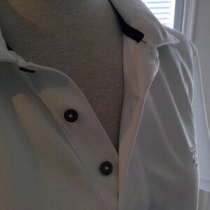 Izod Womens Upcycled Semi-Cropped Short Sleeve White Collared Golf Shirt